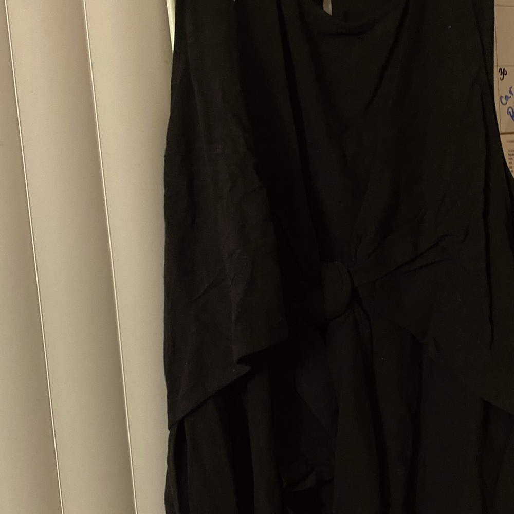 Lulus Washed Black Sleeveless Tie-Front Midi Dress